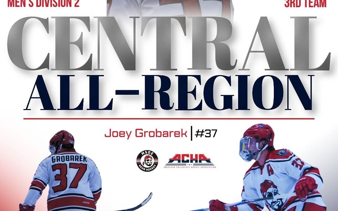 Congrats to Joey Grobarek on making 3rd team Central all-region for ACHA M2 !