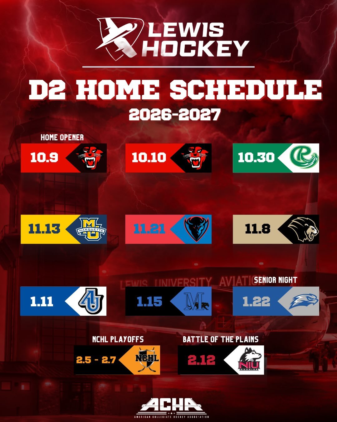 The 2026-2027 Lewis Flyers D2 season schedule is officially here!