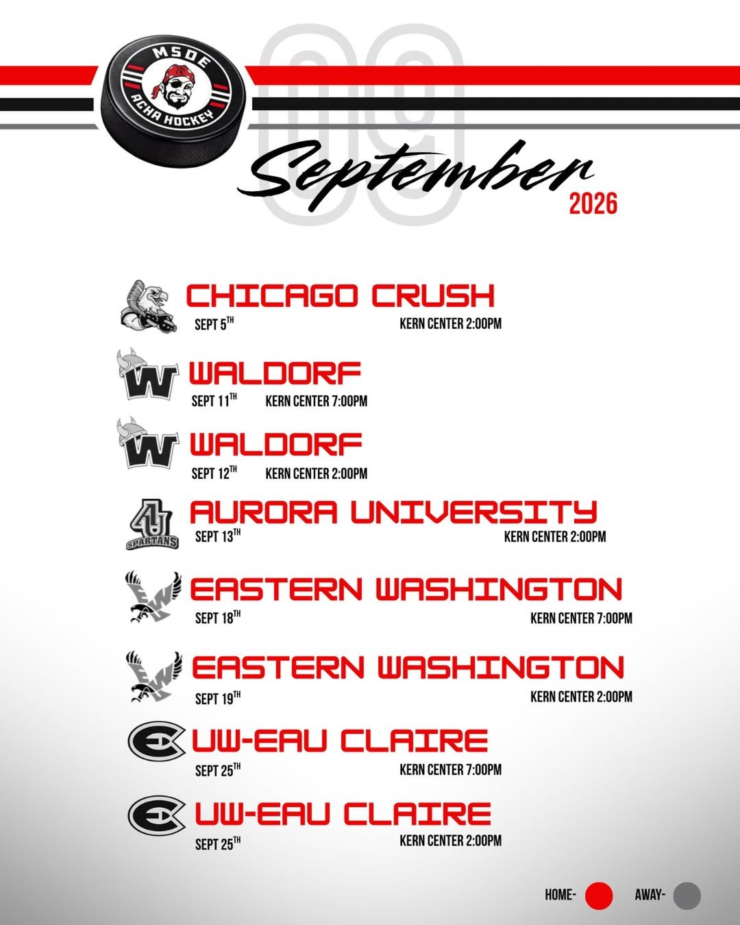 Rowdy Raiders are back to school and on the ice come catch them in action this September in the Kern Center